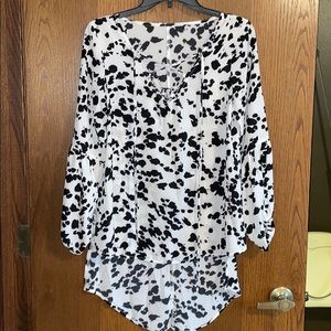 Cow print high low blouse
